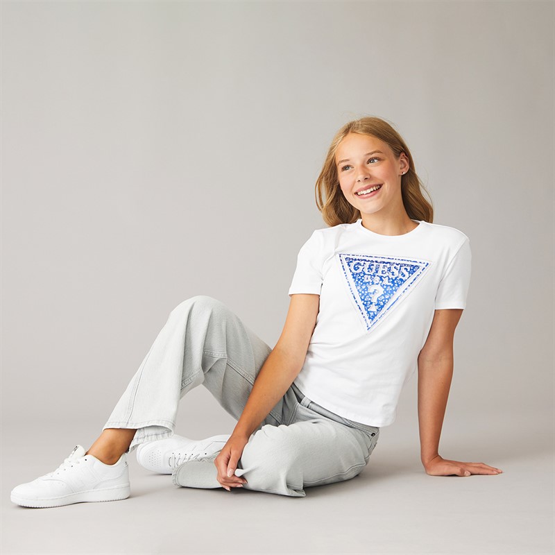 Guess Girls High Low T-Shirt Pure White