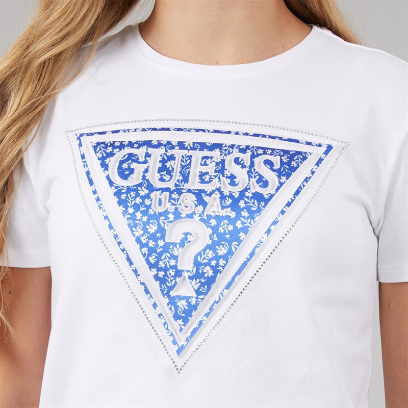 Guess Girls High Low T-Shirt Pure White