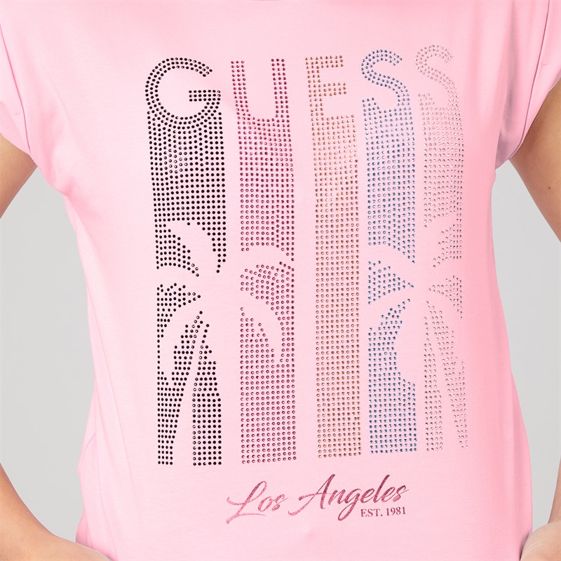 Guess Girls Midi Boxy T-Shirt Taffy Rose