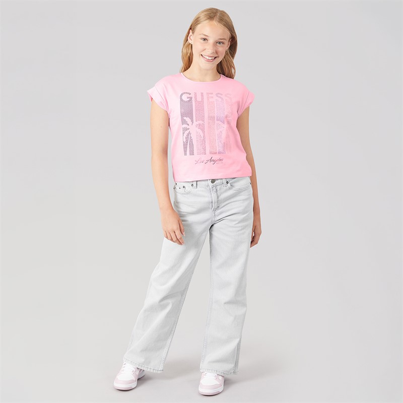 Guess Girls Midi Boxy T-Shirt Taffy Rose