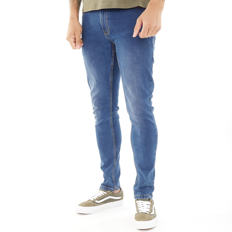 Denim Project Herren Mr. Red Schmale Passform Jeans Blau