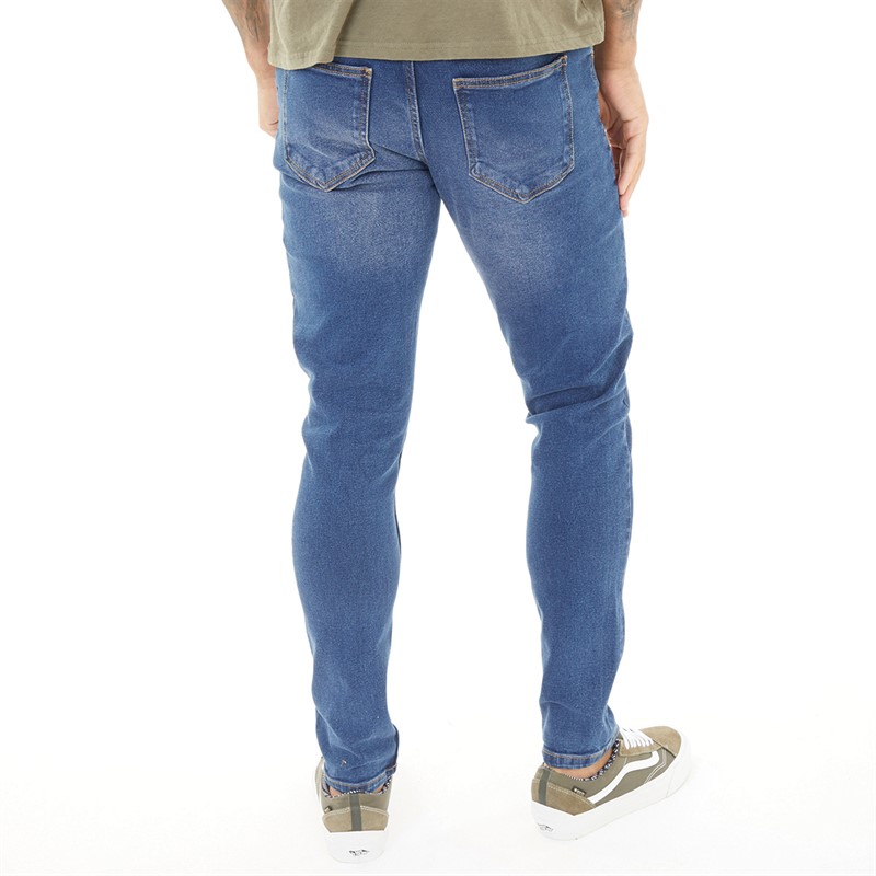 Denim Project Herren Mr. Red Schmale Passform Jeans Blau