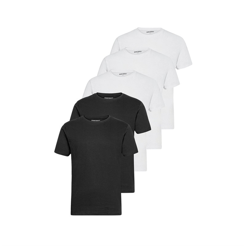 Denim Project T-Shirts Herren 5er Pack Weiß/Schwarz