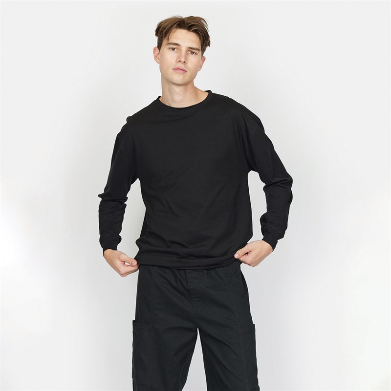 Denim Project Herren Panda Oversized Langarm T Shirt 001 Schwarz - Größen L