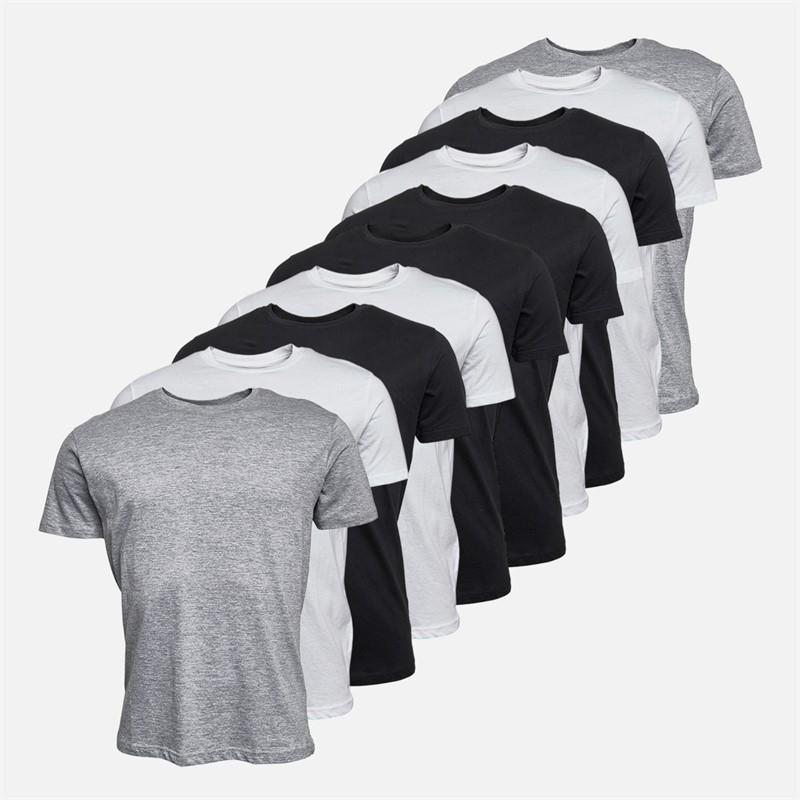 Denim Project Heren Set van 10 T-shirts Zwart / Wit / Licht Grijs Gemêleerd