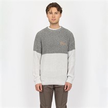 Denim Project Herren Strickpullover mit Colour Block 620 Glacier Grey Melange