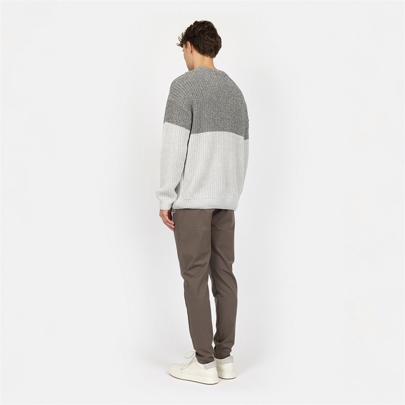 Denim Project Herre Strikket Colorblock Sweatshirt 620 Glacier Grey Melange