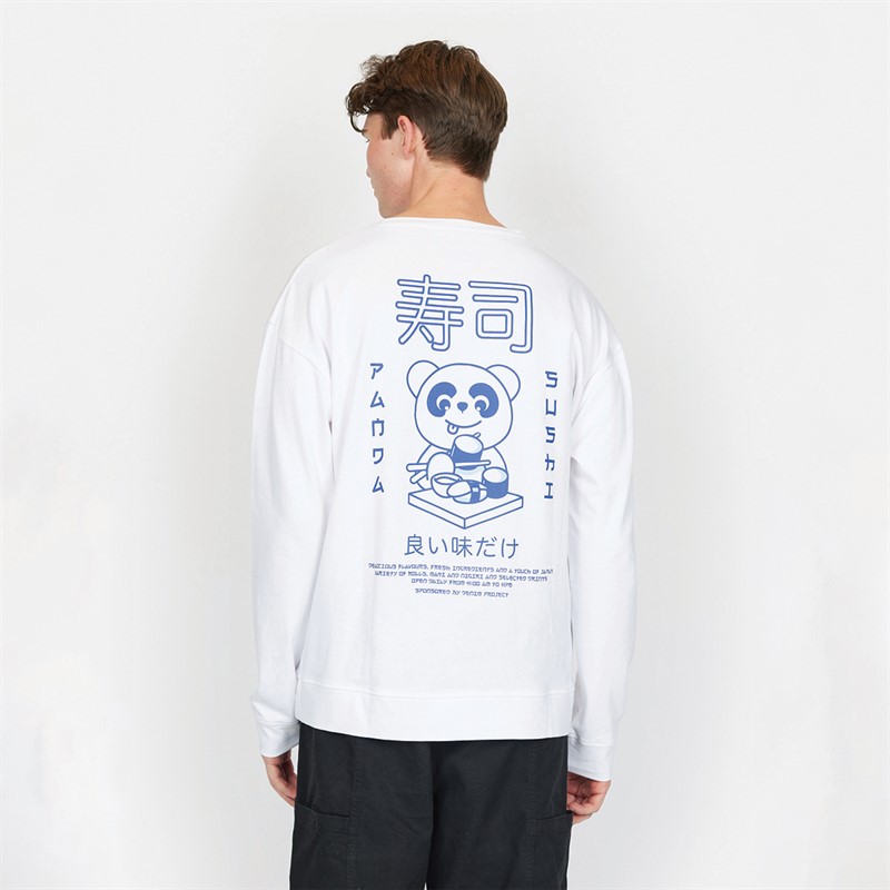 Denim Project T-shirt à Manches Longues Oversize Panda Homme 002 Blanc