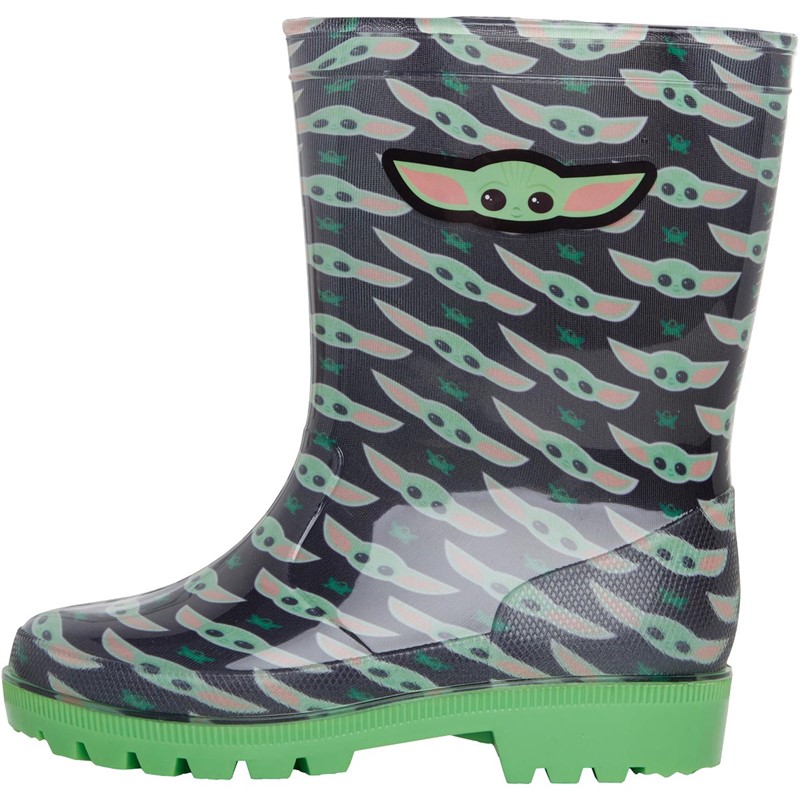 Mandalorian Boys Grogu Wellington Boots Black/Multi