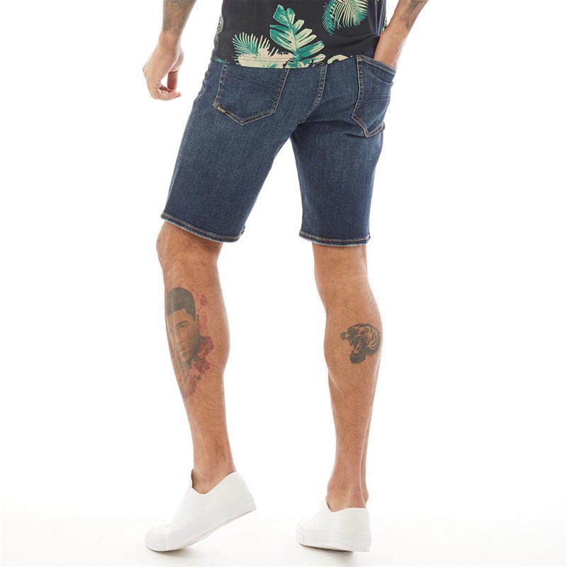 Superdry Męskie 02 Tyler Denimowe Szorty Ciemny Niebieski