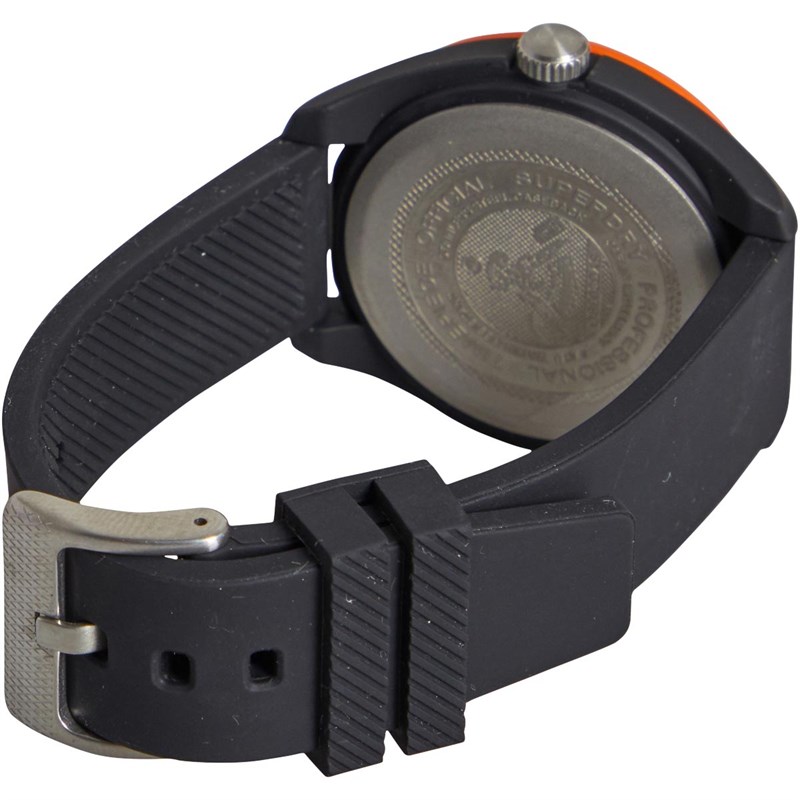 Superdry Unisex Silicone Strap Watch Black/Orange