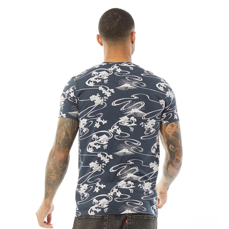 Superdry Heren AOP T-shirts Marineblauw
