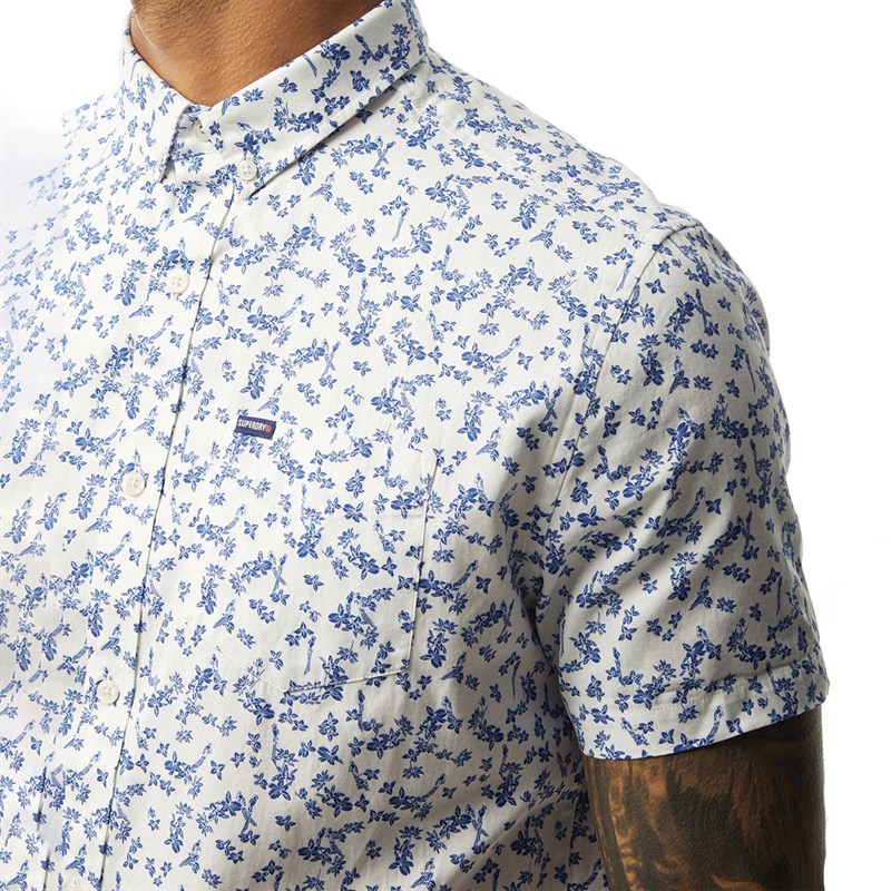 Superdry Mens Premium Shoreditch Short Sleeve Shirt Lotus Flower Optic