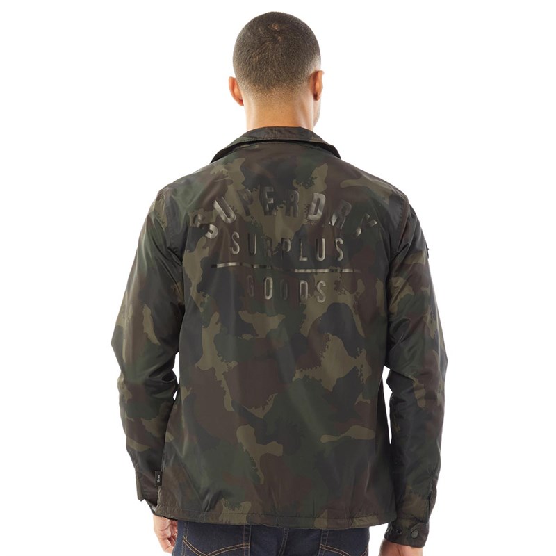 Superdry Męskie Surplus Goods Coach Kurtki Zielony Wojskowy