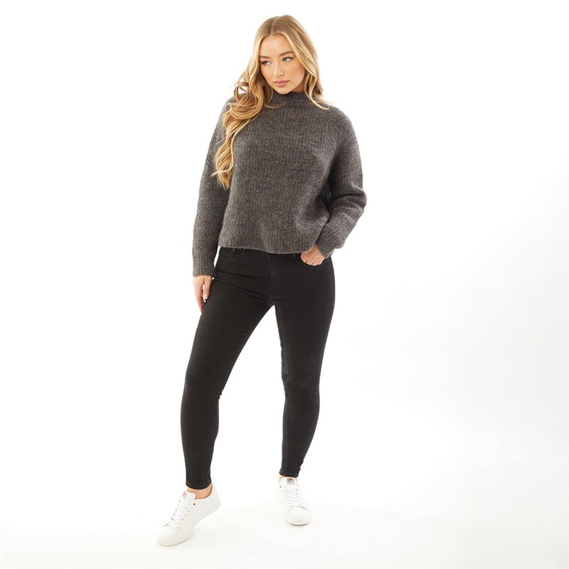 Superdry Damen Mid Rise Skinny Jeans Schwarz