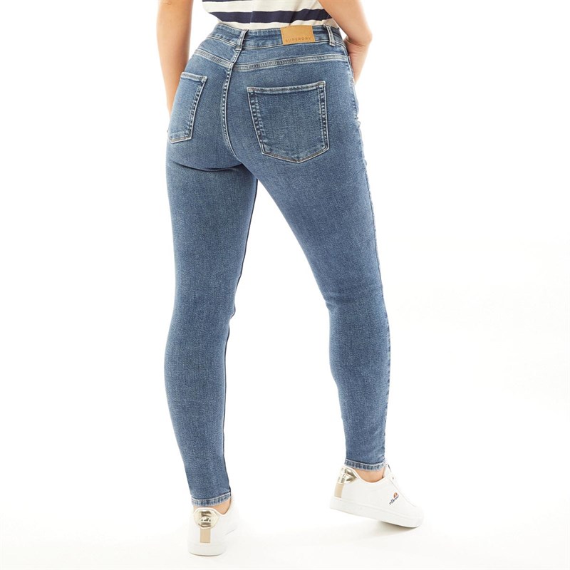 Superdry Womens Mid Rise Skinny Jeans Dark Indigo Aged
