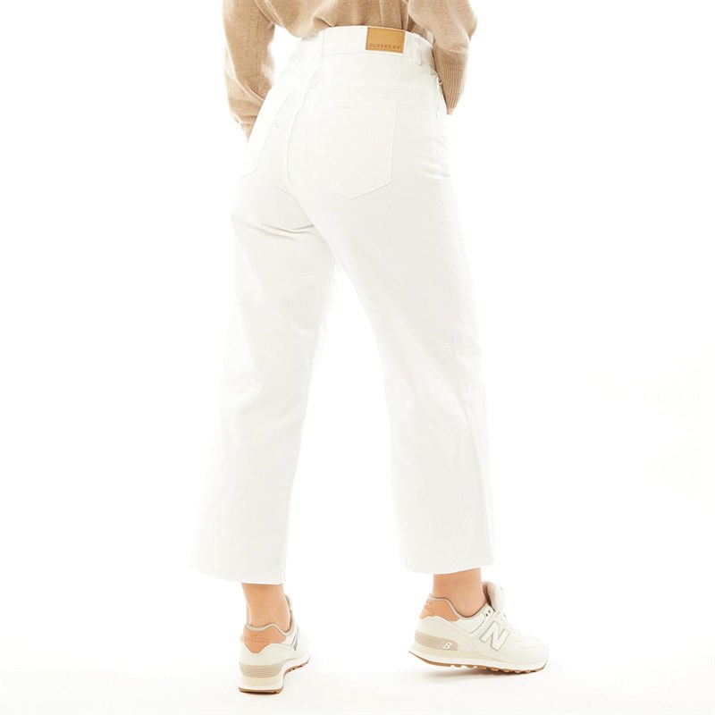 Superdry Womens Wide Leg Cropped Jeans Denim Optic White