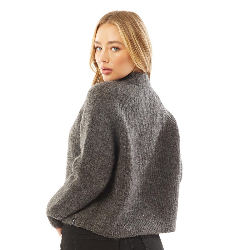 Superdry Damen Super Lux Pullover mit Rundhalsausschnitt Anthrazitmeliert