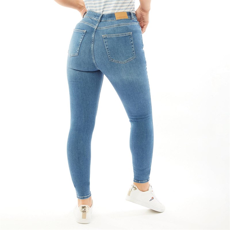 Superdry Damen Skinny Jeans Mittelblau