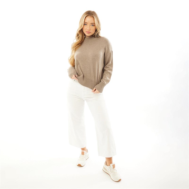 Superdry Pull à Col Ras-du-Cou Wool Cashmere Femme Chameau