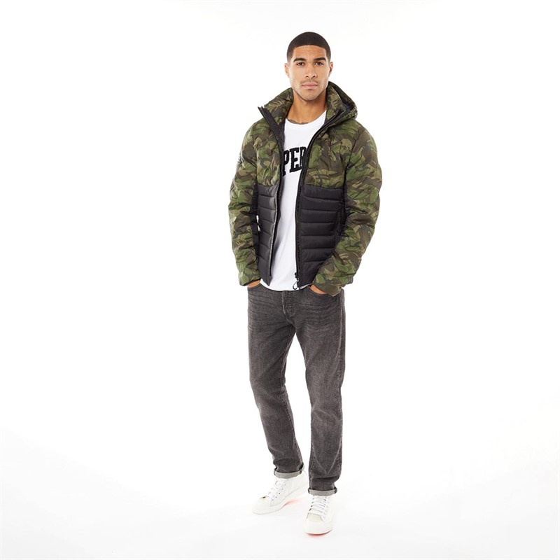 Superdry Mens Radar Quilt Fuji Jacket Camo/Black