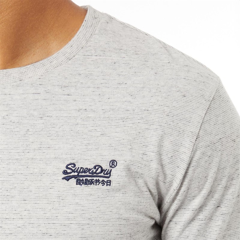 Superdry T-shirt à manches longues Homme Blanc Cassé Chiné