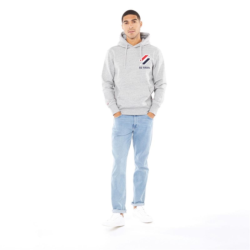 Superdry Heren Sportstyle Hoodies Gemeleerd Grijs