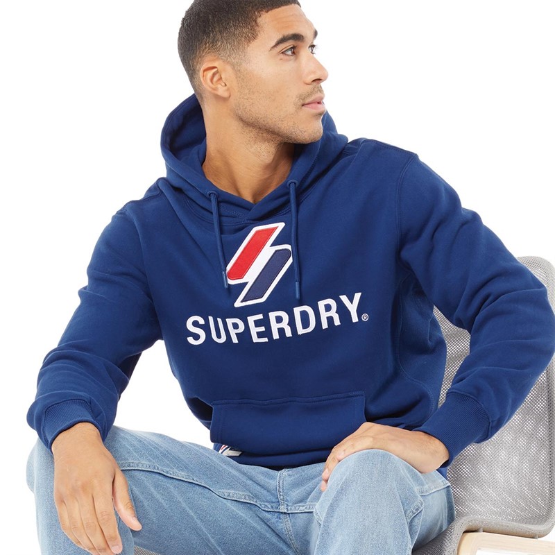 Superdry Mens Code Logo Hoodie Supermarine Navy