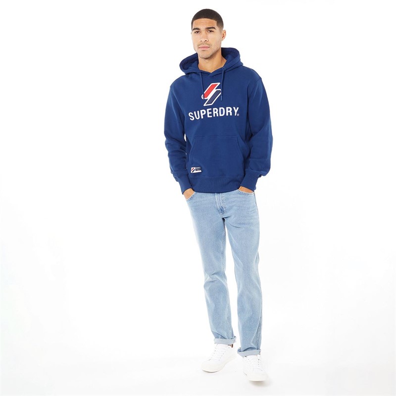 Superdry Mens Code Logo Hoodie Supermarine Navy