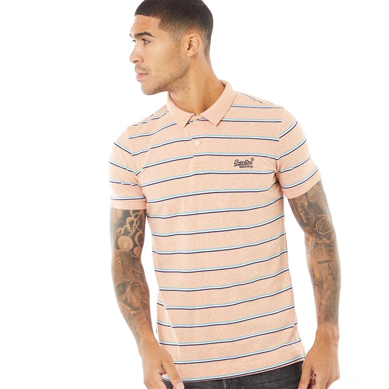 Superdry Herren Kurzarm Polohemden Pfirsichmeliert