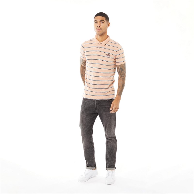Superdry Herren Kurzarm Polohemden Pfirsichmeliert