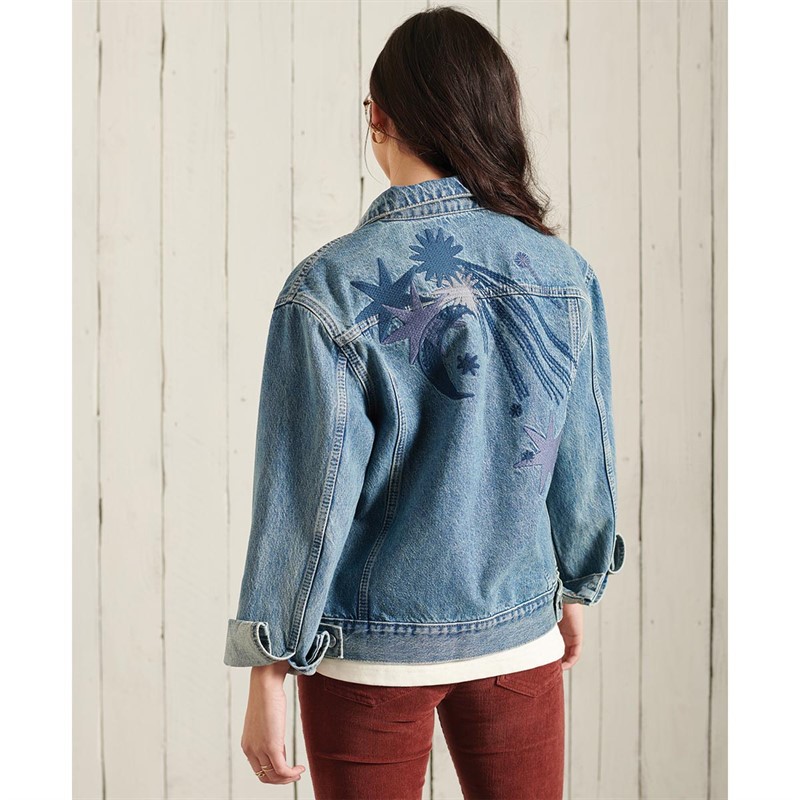 Superdry Dames Boyfriend Crafted Trucker Denim Middelblauw