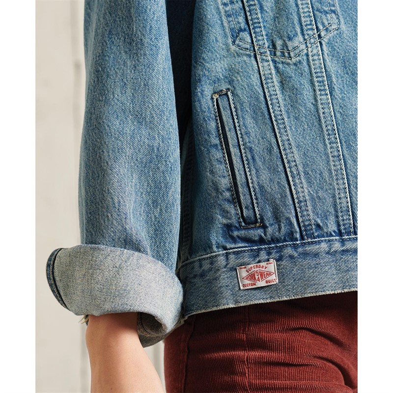 Superdry Dames Boyfriend Crafted Trucker Denim Middelblauw
