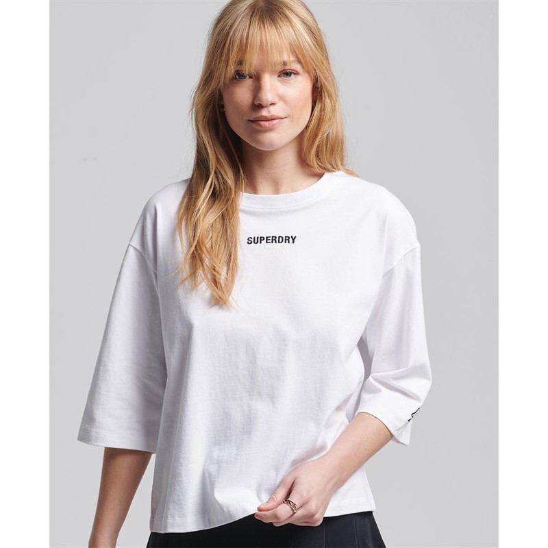 Superdry Damskie Code Micro Logo Tee Topy Biały