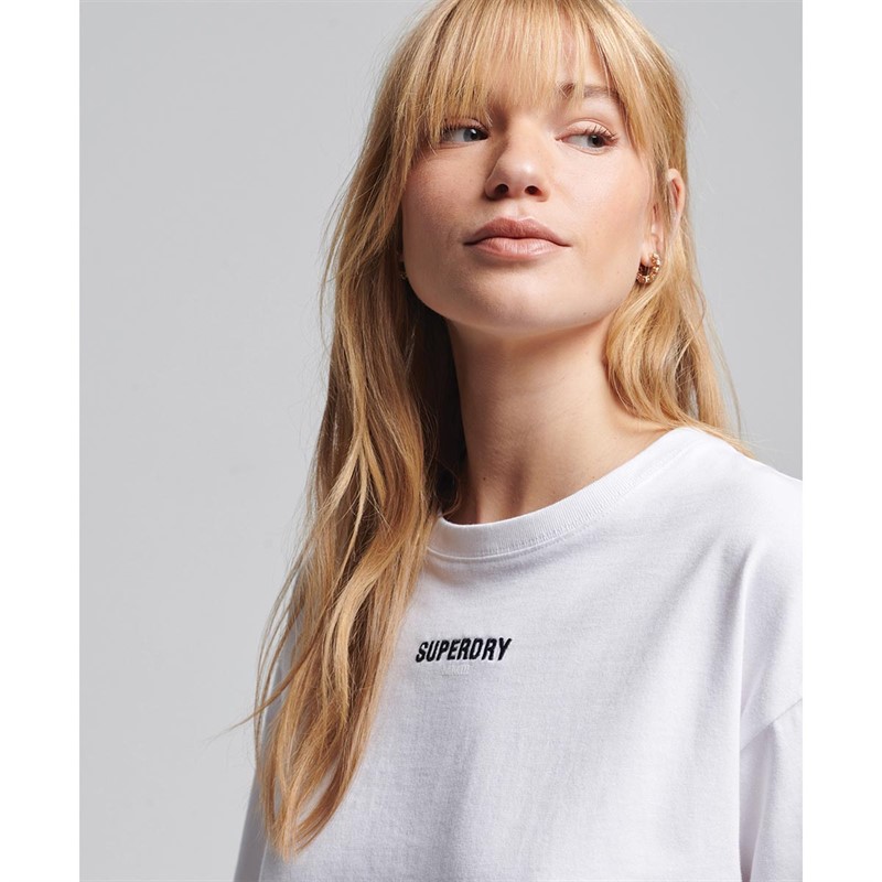 Superdry Damskie Code Micro Logo Tee Topy Biały