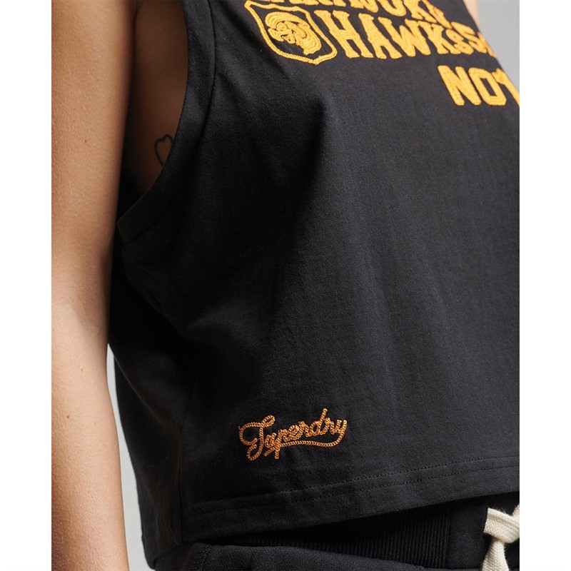 Superdry Damskie Vintage Collegiate Topy Czarny