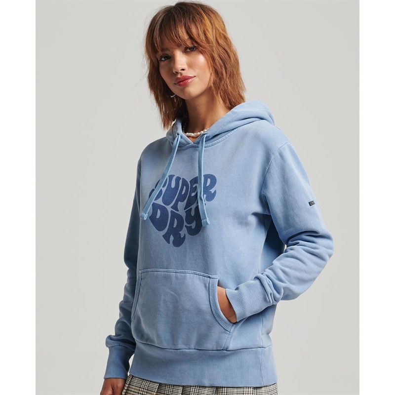 Superdry Dame Vintage Peace And Love Hættetrøjer Lys Blå