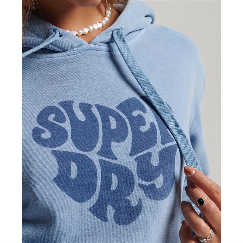 Superdry Dame Vintage Peace And Love Hættetrøjer Lys Blå