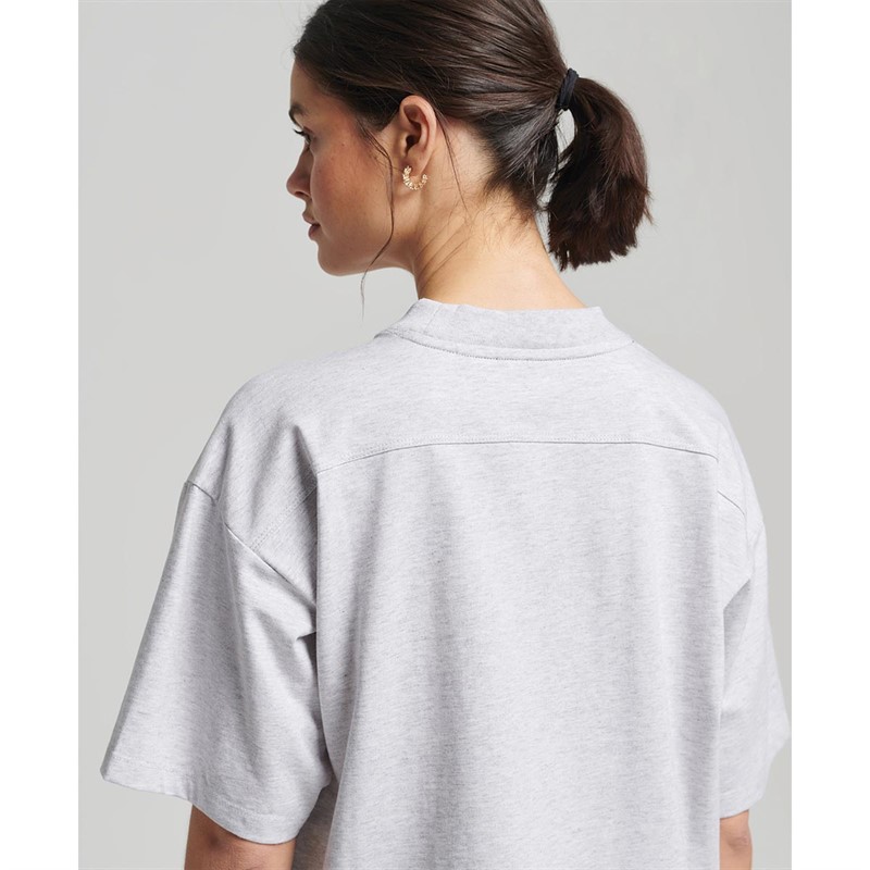 Superdry Hauts Code Tech OS Boxy Tee Femme Gris Clair Chiné