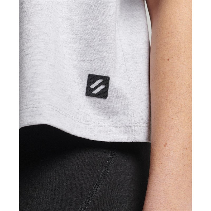 Superdry Hauts Code Tech OS Boxy Tee Femme Gris Clair Chiné