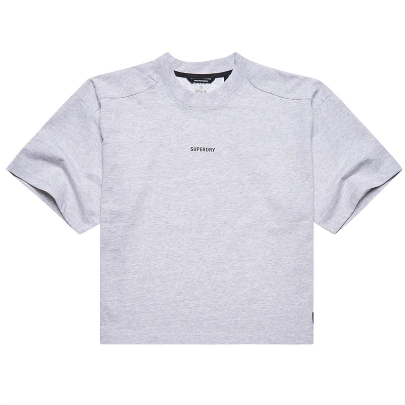 Superdry Hauts Code Tech OS Boxy Tee Femme Gris Clair Chiné