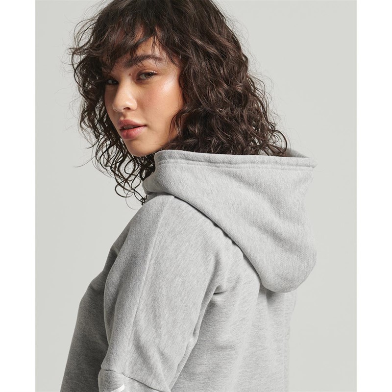 Superdry Dames Code Core Sport Crop Box Hoodies Gemeleerd Grijs