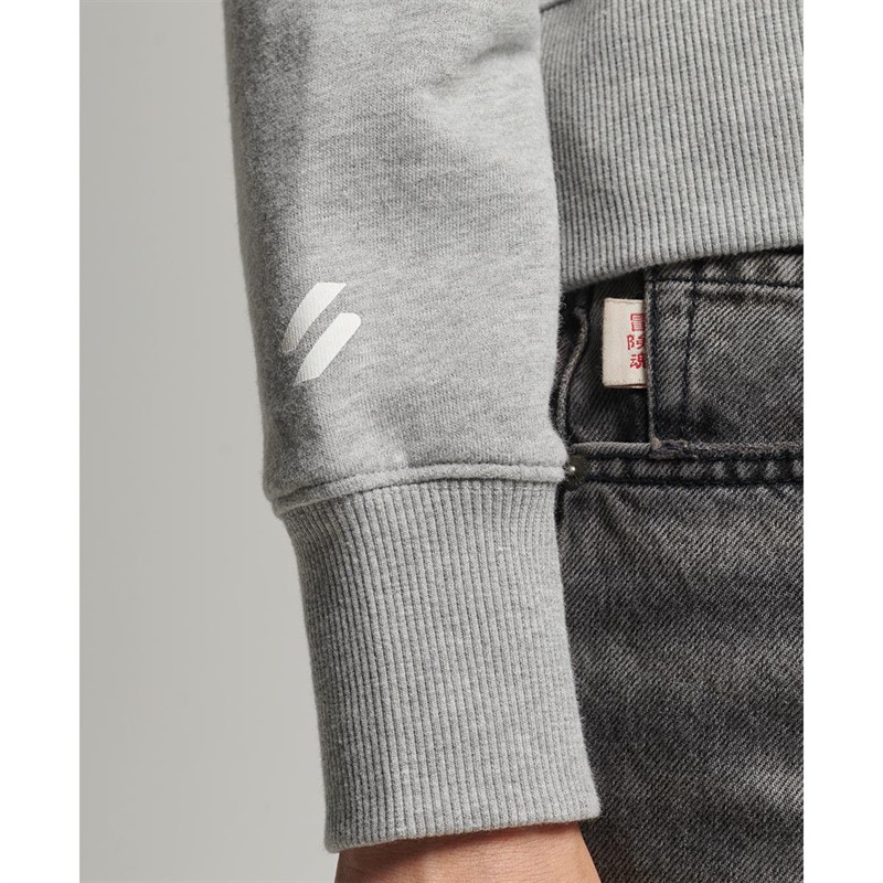 Superdry Dames Code Core Sport Crop Box Hoodies Gemeleerd Grijs
