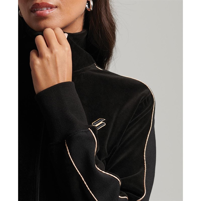 Superdry Dame Code S Logo Velour Løbe overdele Sort
