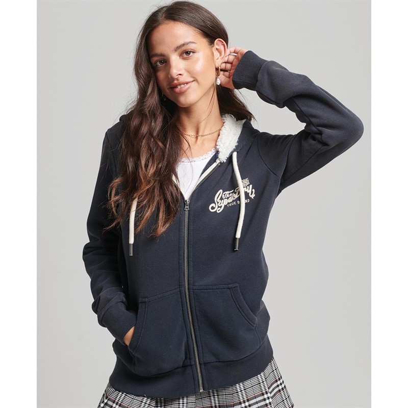 Superdry Sweats à Capuche Vintage Pride And Craft Femme Bleu Marine