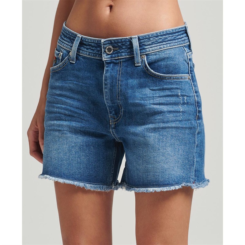 Superdry Damskie Vintage Szorty Jeansowe Mid Niebieski