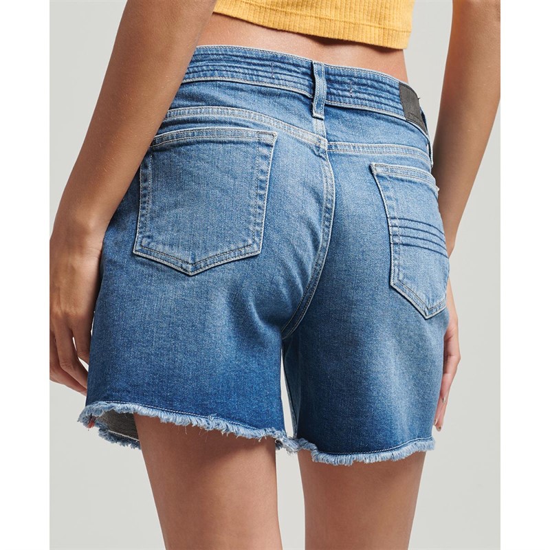 Superdry Damskie Vintage Szorty Jeansowe Mid Niebieski