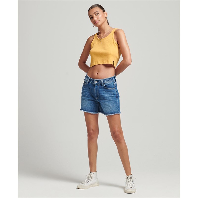Superdry Damskie Vintage Szorty Jeansowe Mid Niebieski