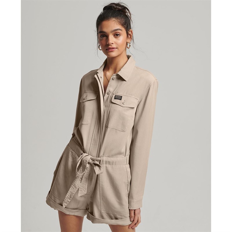Superdry Combishorts Vintage Military Femme Beige Clair