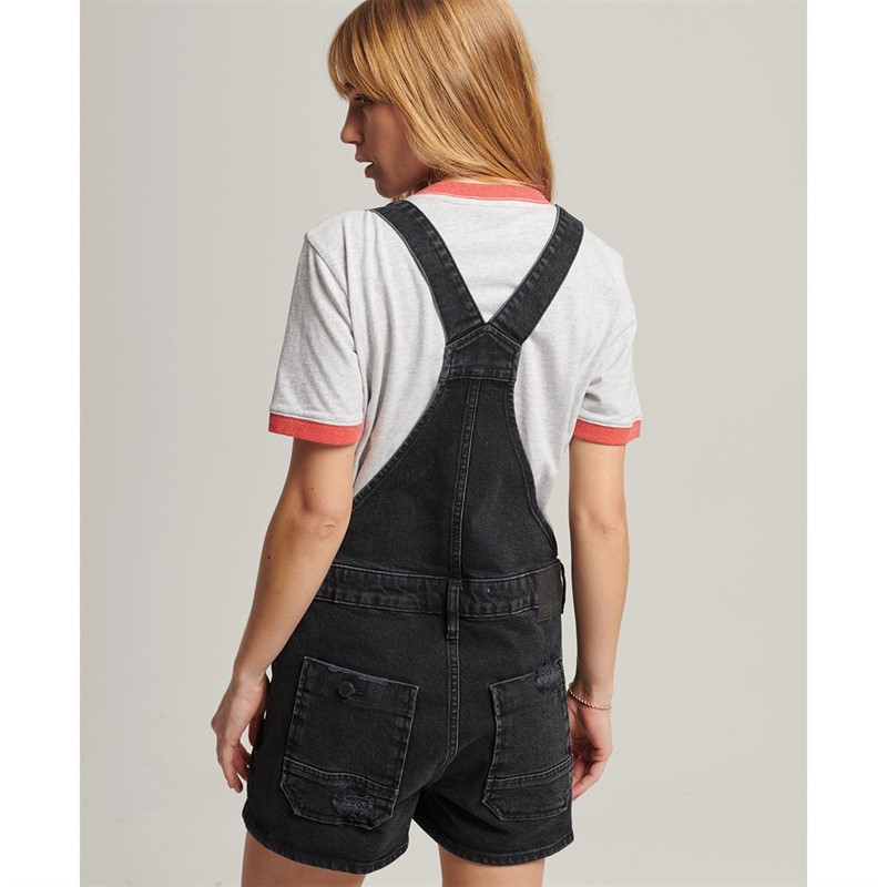 Superdry Damskie Vintage Dungaree Stroje Jednoczęściowe Czarny